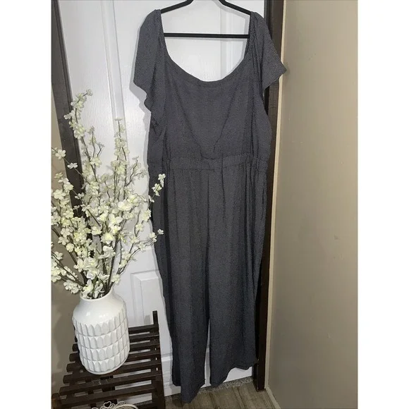 Lane Bryant Black And White‎ Cap Sleeve Utility Jumpsuit Size 24 NWT - Picture 6 of 6